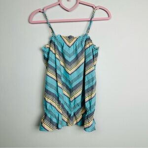 Mossimo Supply Co. Blue and Yellow Striped Top Size Large